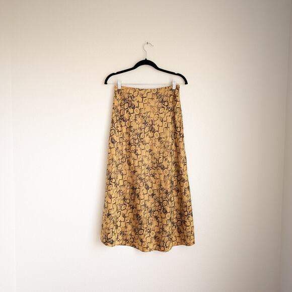 Anthropologie Current Air Harmony Metallic Snake Print Midi A-line Skirt, sz XS - Picture 3 of 8